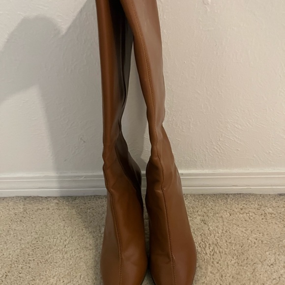 Faux leather Cognac tall boots - Picture 2 of 3